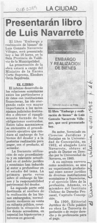 Presentarán libro de Luis Navarrete  [artículo].