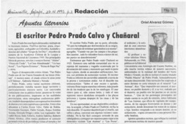 El escritor Pedro Prado Calvo y Chañaral  [artículo] Oriel Alvarez Gómez.