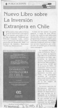 Nuevo libro sobre la inversión extranjera en Chile  [artículo].