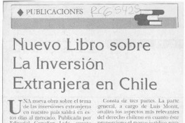 Nuevo libro sobre la inversión extranjera en Chile  [artículo].