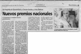 Nuevos premios nacionales  [artículo].