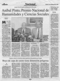 Aníbal Pinto, Premio Nacional de Humanidades y Ciencias Sociales  [artículo] Paola Fajre V.