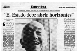 "El Estado debe abrir horizontes"  [artículo] María Olivia Monckeberg.