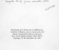 Homenaje a Grete Mostny  [artículo] Eliana Durán S.