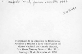 Homenaje a Grete Mostny  [artículo] Eliana Durán S.