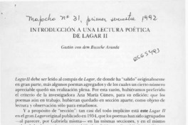 Introducción a una lectura poética de Lagar II  [artículo] Gastón von dem Bussche Aranda.