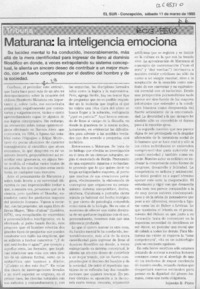 Maturana, la inteligencia emociona  [artículo] Iojanán B. Pinto.