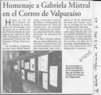 Homenaje a Gabriela Mistral en el correo de Valparaíso  [artículo].