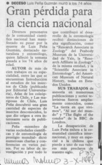 Gran pérdida para la ciencia nacional  [artículo].