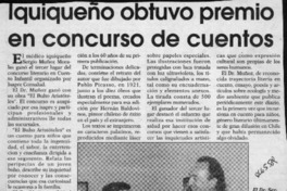 Iquiqueño obtuvo premio en concurso de cuentos  [artículo].