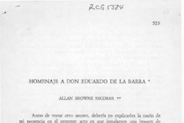 Homenaje a don Eduardo de la Barra  [artículo] Allan Browne Escobar.