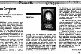 Cuentos completos  [artículo] Hernán Poblete Varas.