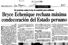 Bryce Echenique rechaza máxima condecoración del Estado peruano  [artículo].