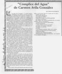 "Cómplice del agua" de Carmen Avila González  [artículo] Darío de la Fuente D.