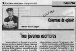 Tres jóvenes escritores  [artículo] Marino Muñoz Lagos.