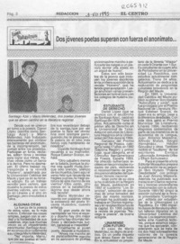Dos jóvenes poetas superan con fuerza el anonimato  [artículo].