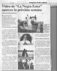 Video de "La negra Ester" aparece la próxima semana  [artículo].