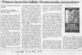 Primera incursión fallida, desmesuradas pretensiones  [artículo] Eduardo Guerrero del Río.