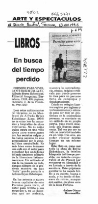 En busca del tiempo perdido  [artículo] Jaime Otazo Hermosilla.