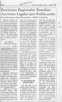 Escritores regionales estudian acciones legales por publicación  [artículo].