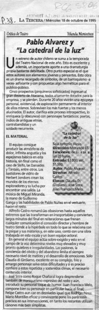 Pablo Alvarez y "La catedral de la luz"  [artículo] Yolanda Montecinos.