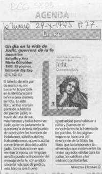 Un día en la vida de Judit, guerrera de la fe  [artículo] Marcela Escobar Q.