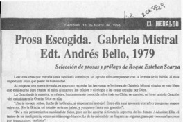 Prosa escogida, Gabriela Mistral  [artículo].