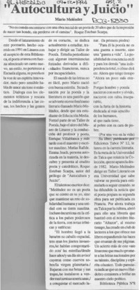 "Autocultura y juicio"  [artículo].