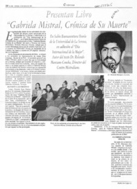 Presentan libro "Gabriela Mistral, crónica de su muerte"  [artículo] Katherine López G.