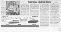 Recordando a Gabriela Mistral  [artículo] Ketty Farandato P.
