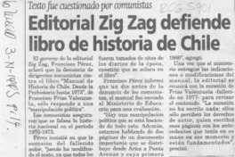 Editorial Zig Zag defiende libro de historia de Chile  [artículo] Paulina Calleja N.