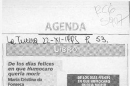 De los días felices en que Humocaro quería morir  [artículo] Lina Meruane.