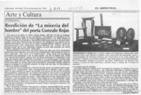 Reedición de "La miseria del hombre" del poeta Gonzalo Rojas