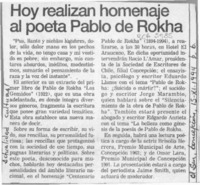 Hoy realizan homenaje al poeta Pablo de Rokha  [artículo].
