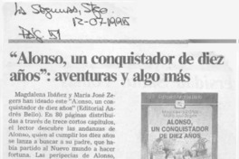 "Alonso, un conquistador de diez años", aventuras y algo más  [artículo].