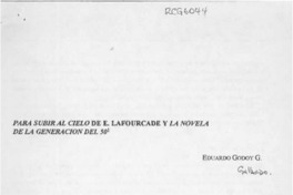Para subir al cielo de E. Lafourcade y la novela de la generación del 50