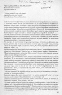 La carta astral del silencio  [artículo] Agustín Zumaeta B.