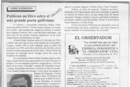 Publican un libro sobre el más grande poeta quillotano  [artículo].