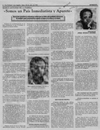 "Somos un país inmediatista y apurete"  [artículo] Jorge Abasolo Aravena.