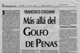 Más allá del Golfo de Penas  [artículo] Hernán Soto.
