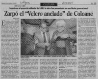 Zarpó el "Velero anclado" de Coloane  [artículo] Ximena Poo.