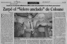 Zarpó el "Velero anclado" de Coloane  [artículo] Ximena Poo.