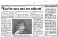 "Escribo para que me quieran"  [artículo].
