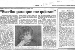 "Escribo para que me quieran"  [artículo].
