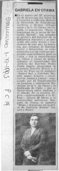 Gabriela en Otawa  [artículo].