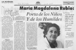 María Magdalena Rubio, poeta de los niños y de los humildes