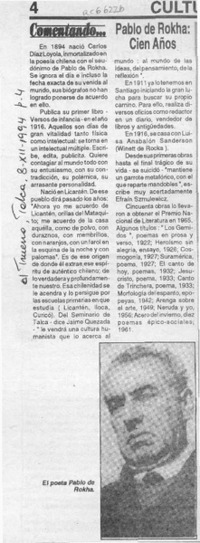 Pablo de Rokha, cien años  [artículo].