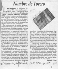 Nombre de torero  [artículo] Patricio Tello.