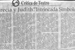"Lucrecia y Judith", intrincada simbología  [artículo] Carola Oyarzún L.