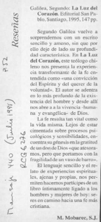 La luz del corazón  [artículo] M. Mobarec.
